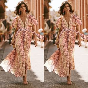 Rococo Sand Red and Yellow Maxi Dress